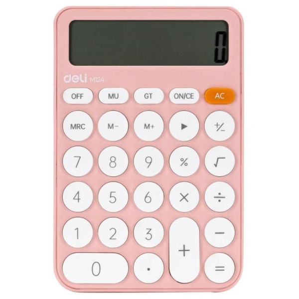 Калькулятор настольный Deli EM124PINK розовый 12-разр 1754699